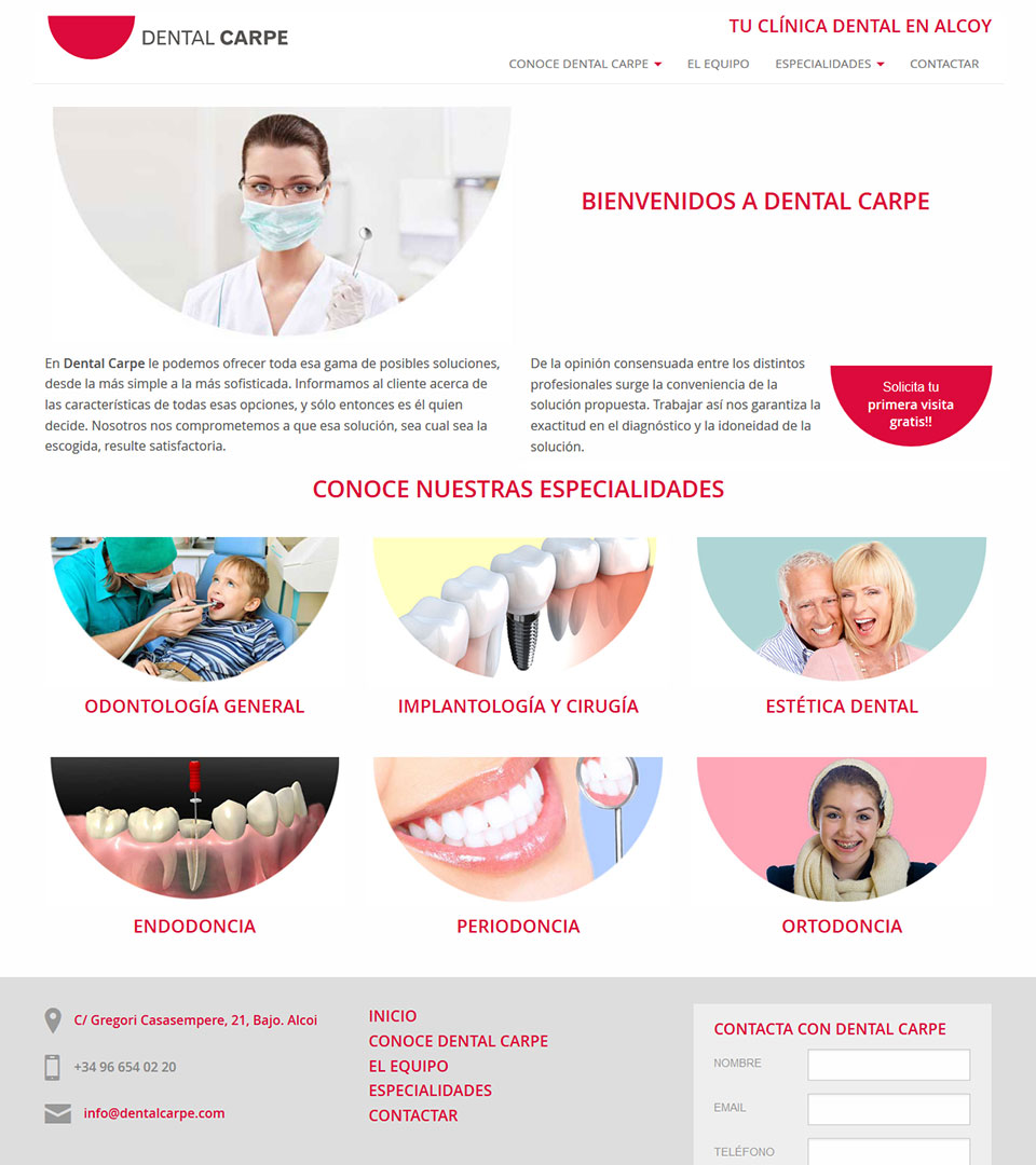 Sitio web de Carpe dental en escritorio